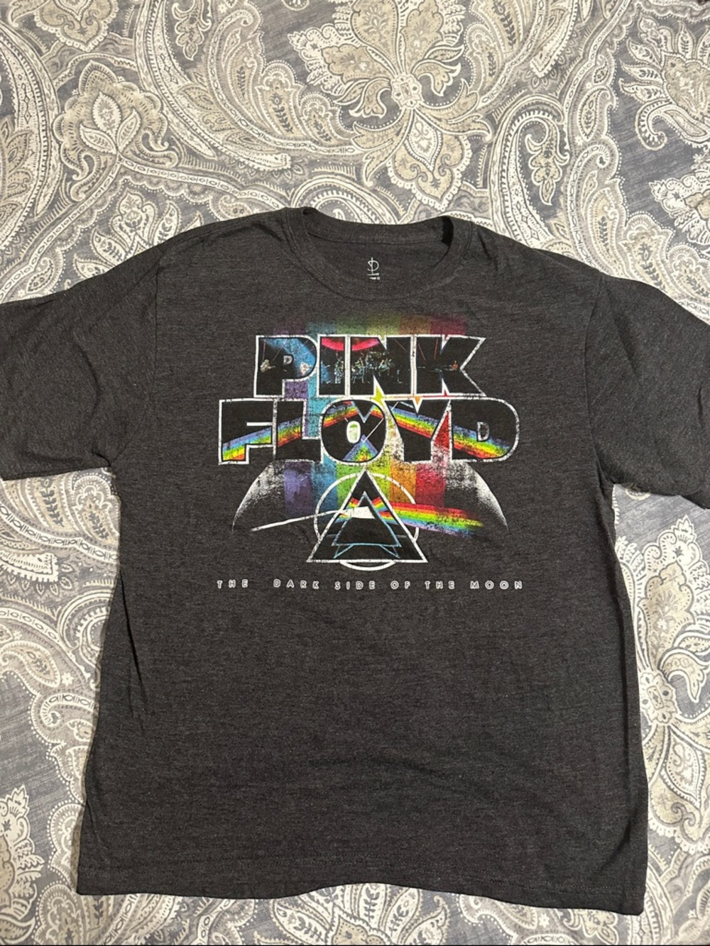 Pink Floyd Dark Gray Tee with Rainbow Prism Logo